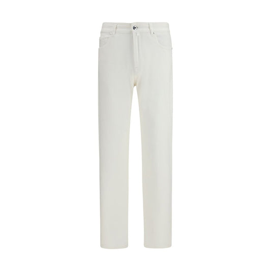 MooRER Milton-15 White Cotton Straight-Leg Jeans for Men