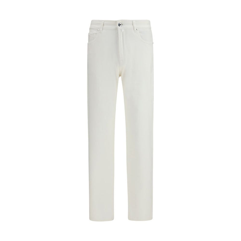 MooRER Milton-15 White Cotton Straight-Leg Jeans for Men