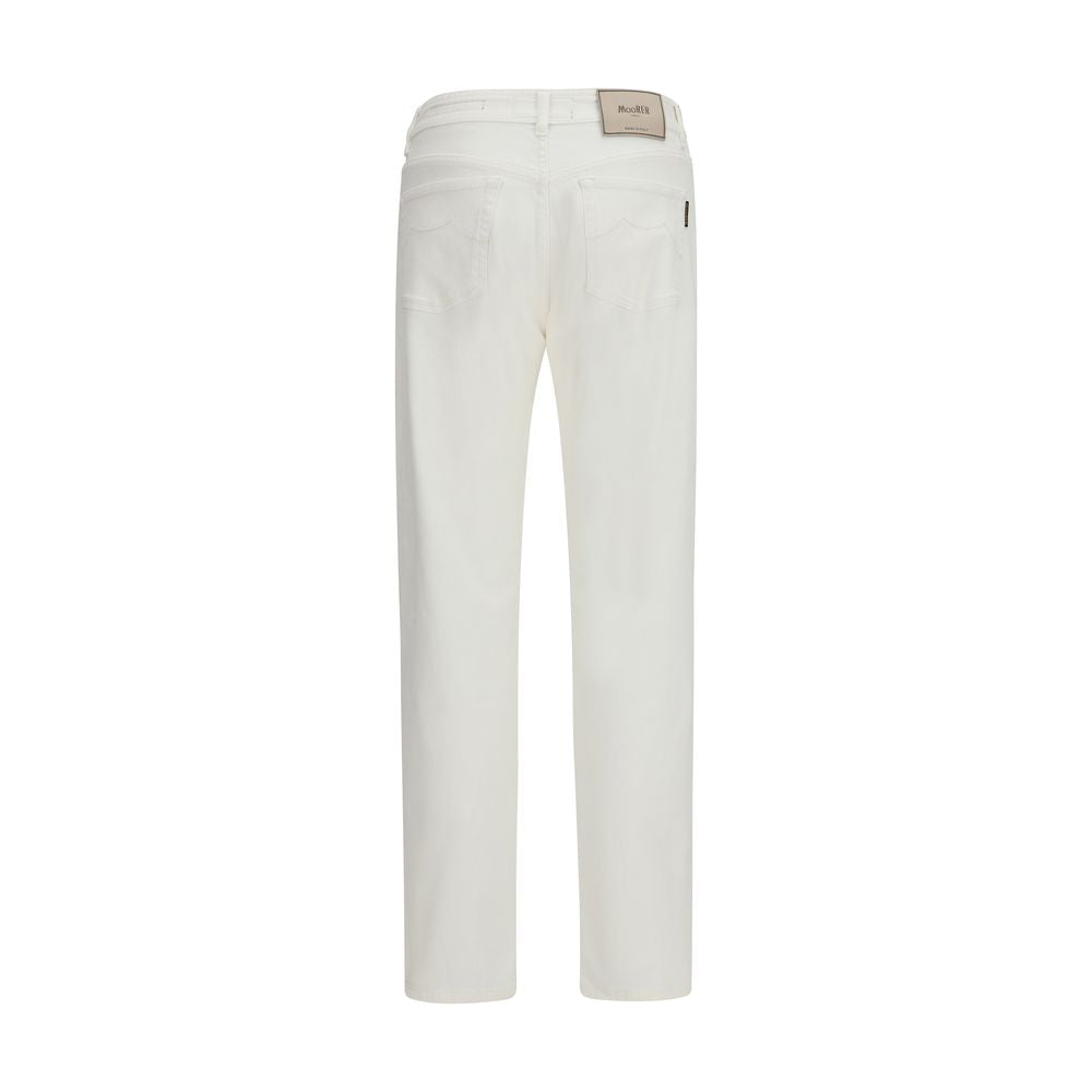 MooRER Milton-15 White Cotton Straight-Leg Jeans for Men