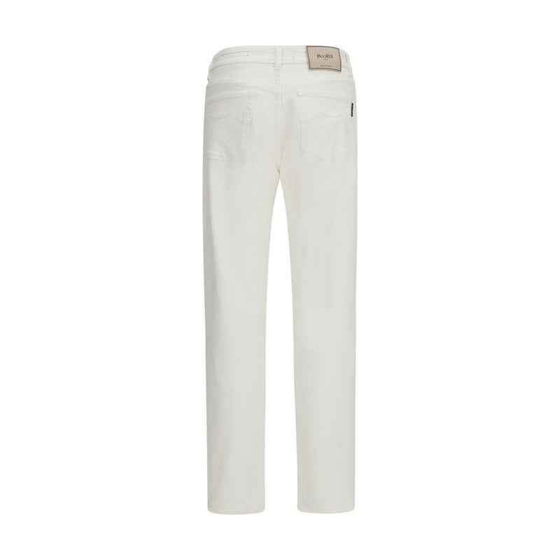MooRER Milton-15 White Cotton Straight-Leg Jeans for Men