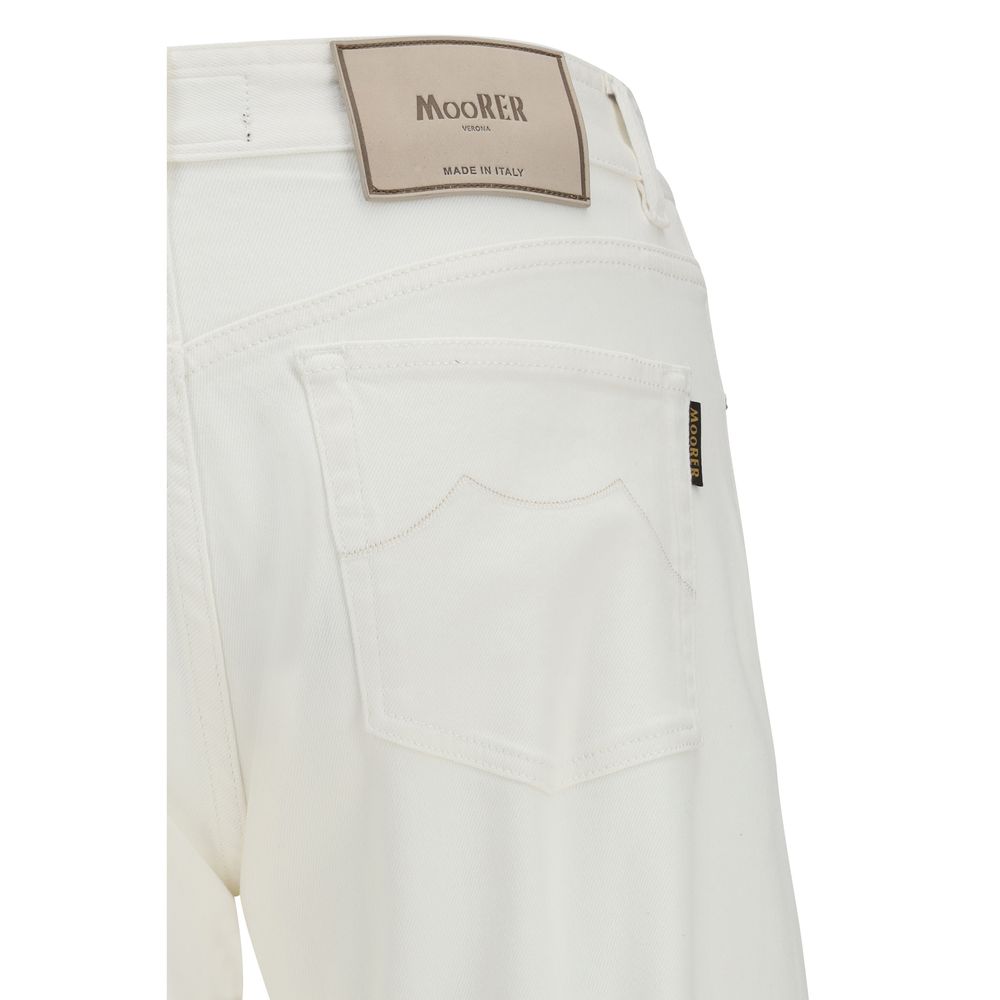 MooRER Milton-15 White Cotton Straight-Leg Jeans for Men