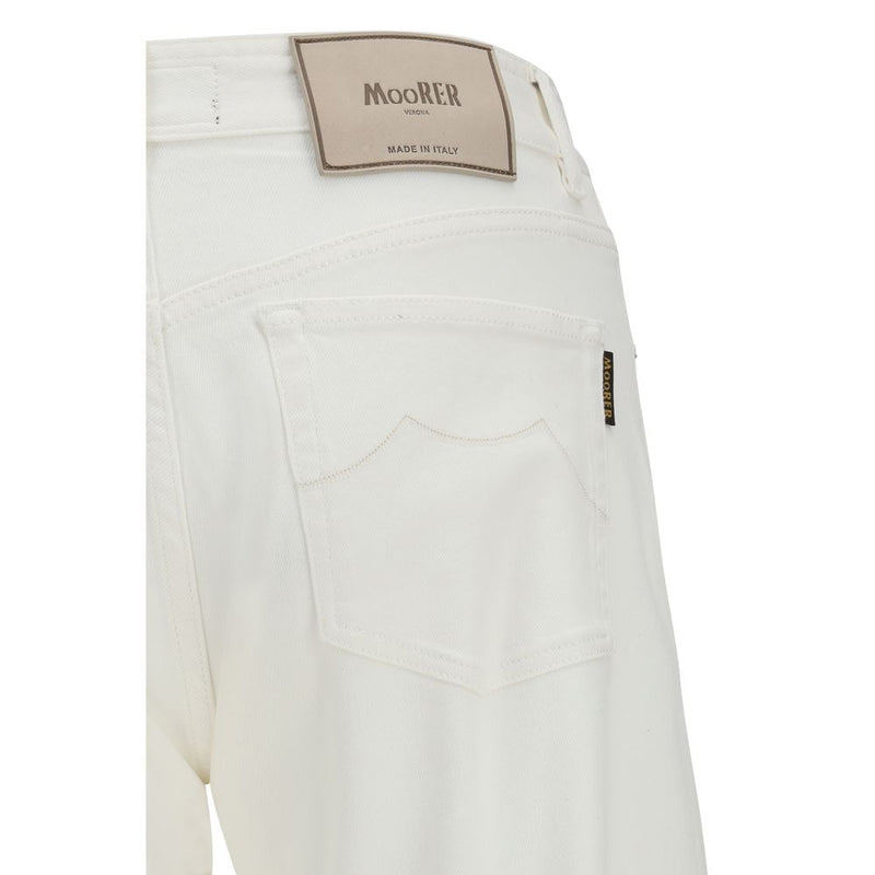 MooRER Milton-15 White Cotton Straight-Leg Jeans for Men