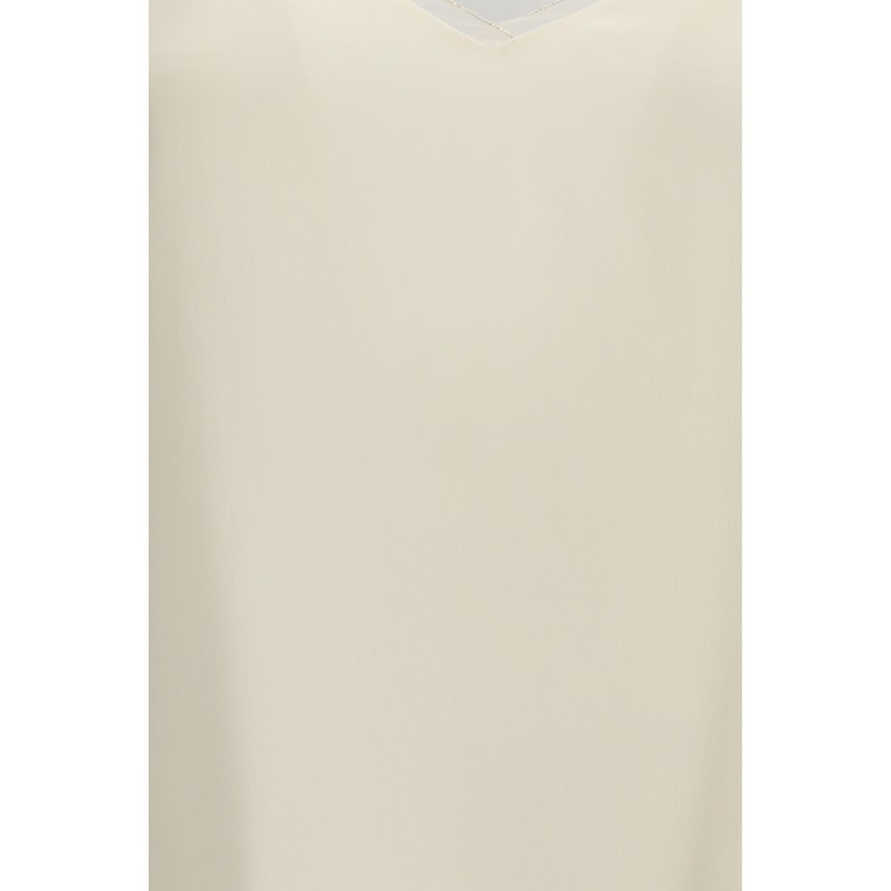 Fabiana Filippi Filo Diamante Beige Acetate Blouse