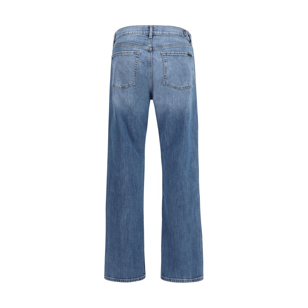 7FOR Blue Cotton Straight-Leg Jeans for Men - Comfort Fit