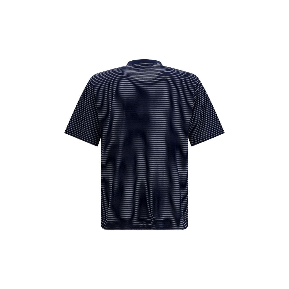 Ami Paris Blue Cotton Striped T-Shirt for Men