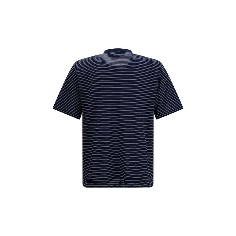 Ami Paris Blue Striped Cotton T-Shirt for Men