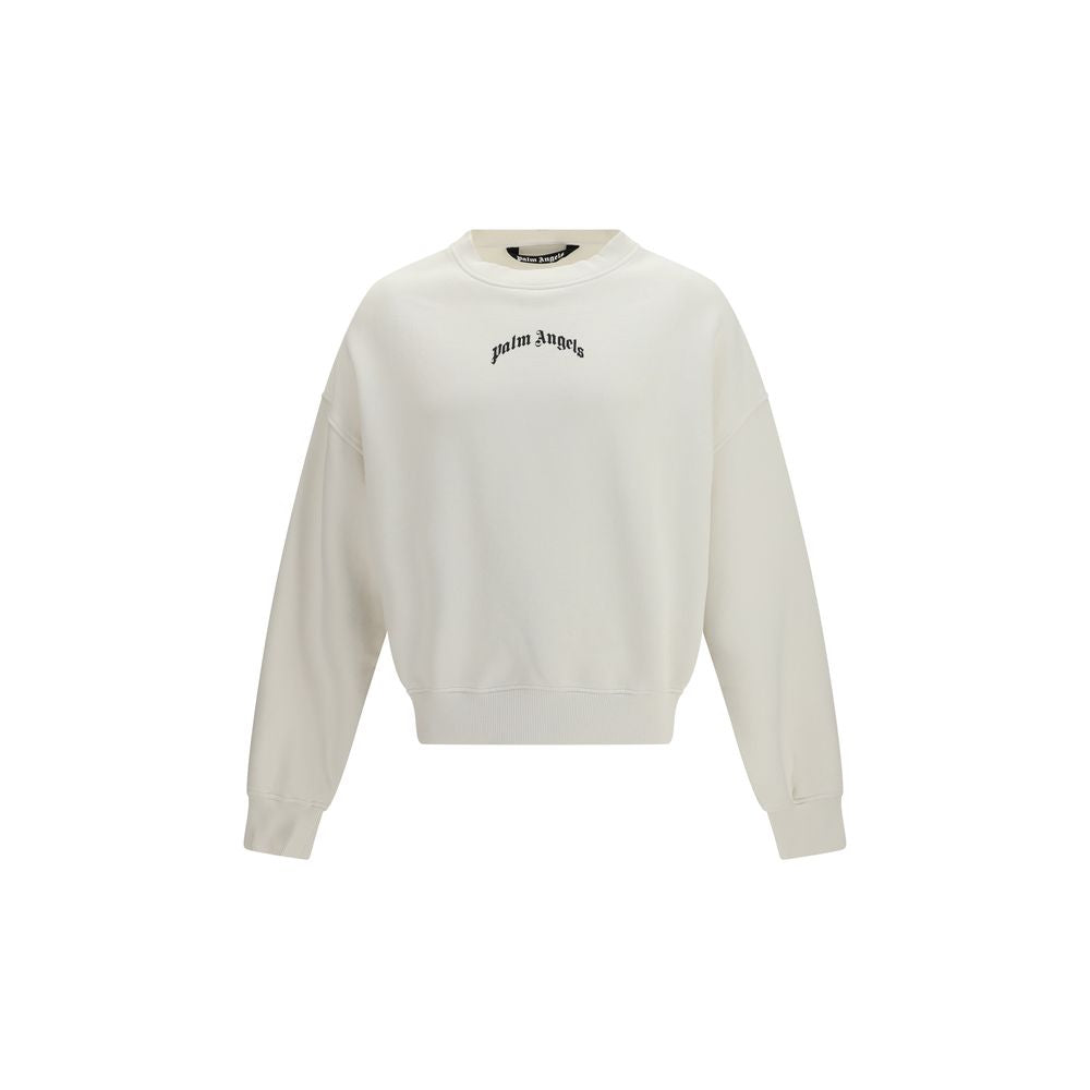 Palm Angels Beige Cotton Sweatshirt - Back Curved Logo