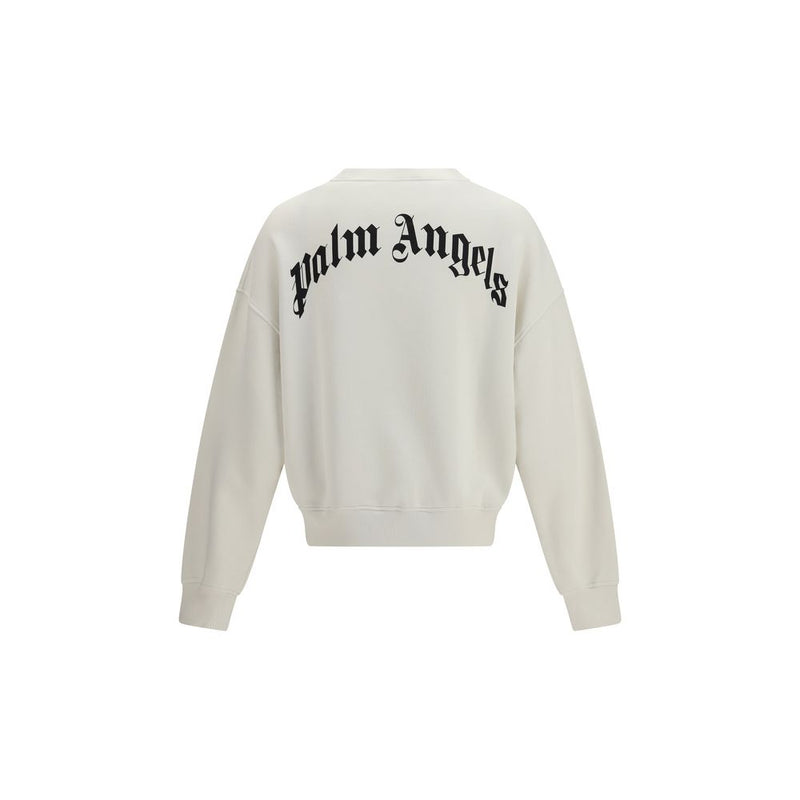 Palm Angels Beige Cotton Sweatshirt - Back Curved Logo