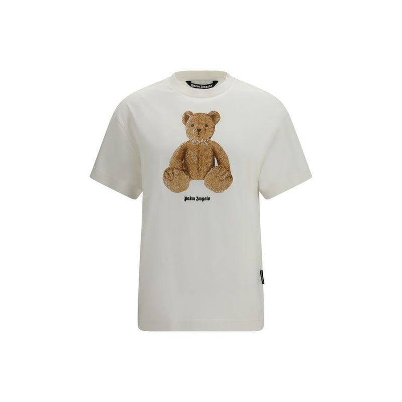 Palm Angels Beige Cotton Bear Print T-Shirt