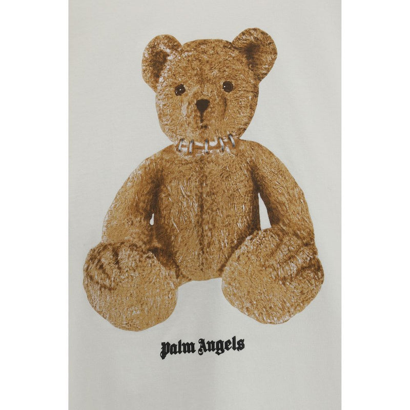 Palm Angels Beige Cotton Bear Print T-Shirt