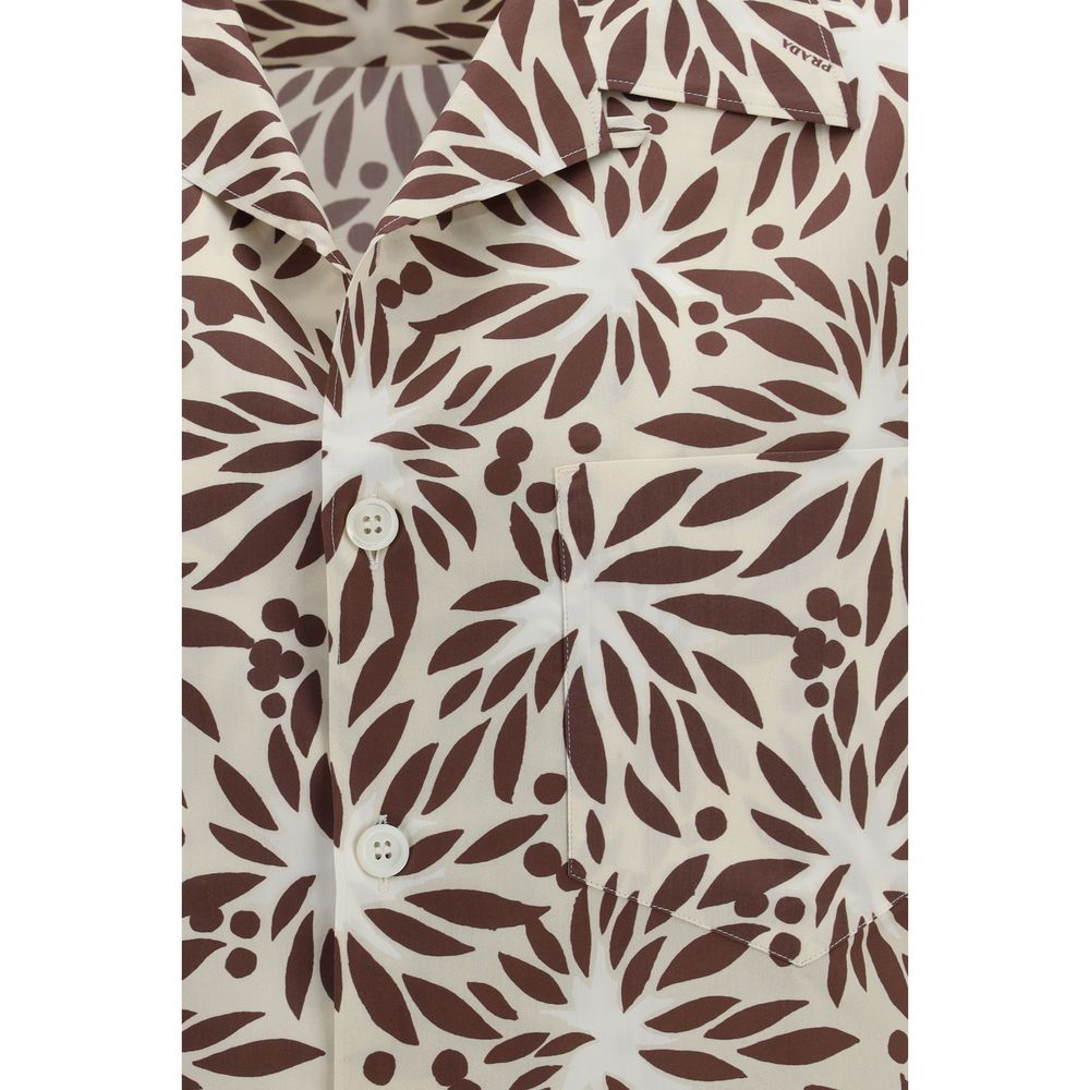 Chemise Prada en coton marron à motifs