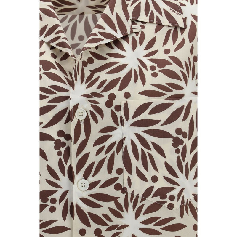 Prada Brown Cotton Pattern Shirt