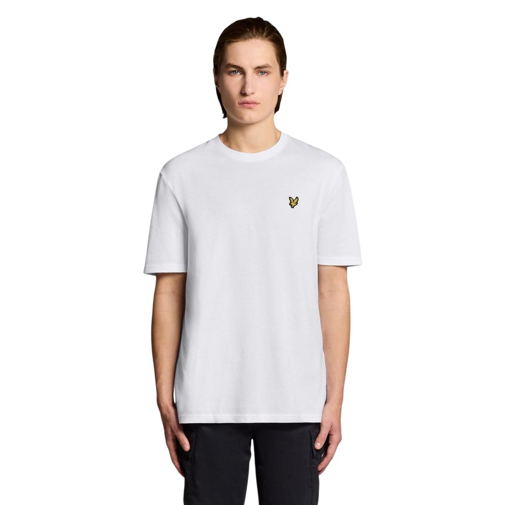 Lyle & Scott Popcorn Jacquard White Cotton T-Shirt