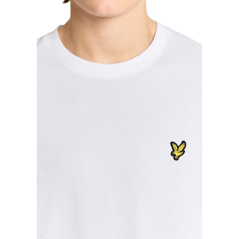 Lyle & Scott Popcorn Jacquard White Cotton T-Shirt