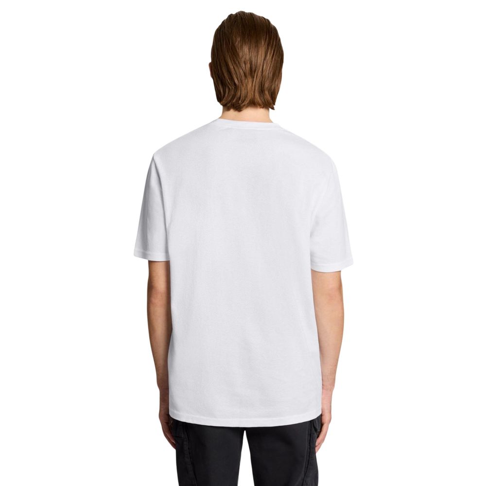 Lyle & Scott Popcorn Jacquard White Cotton T-Shirt