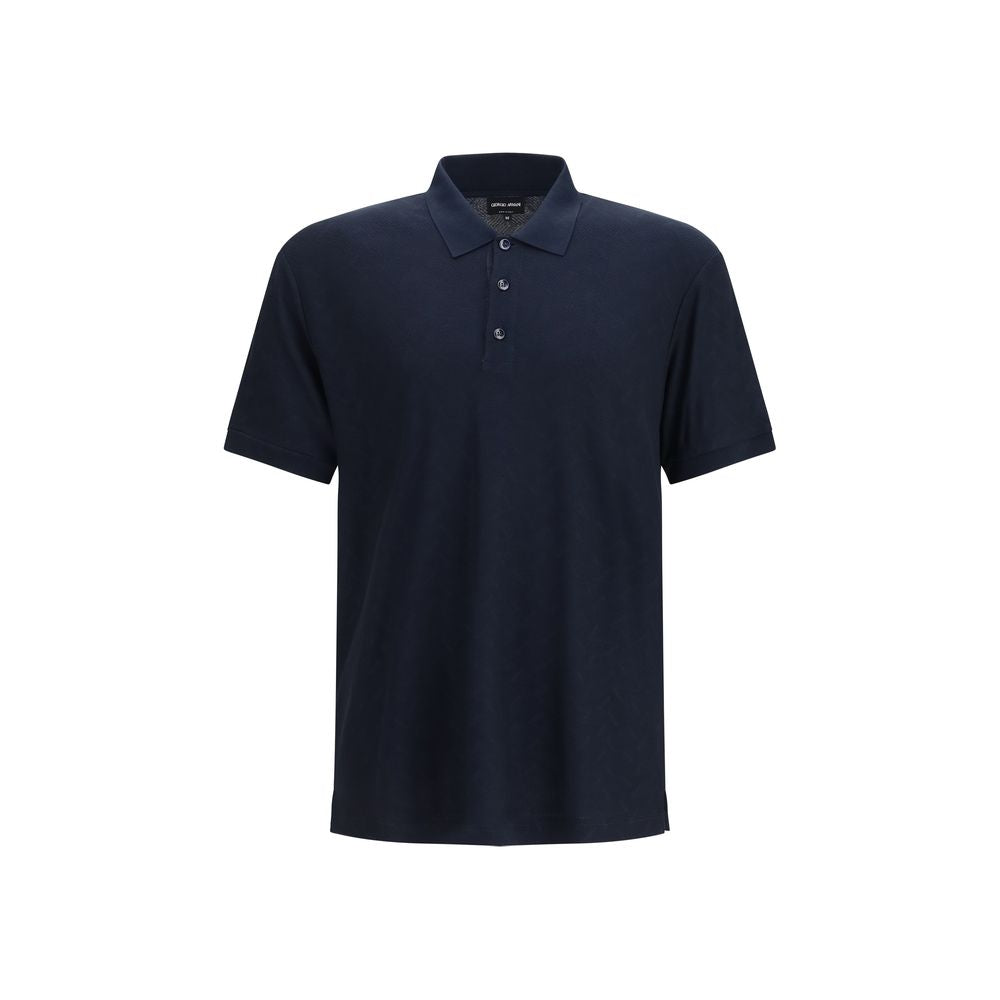 Giorgio Armani Blue Viscose Polo Shirt - Casual Elegance