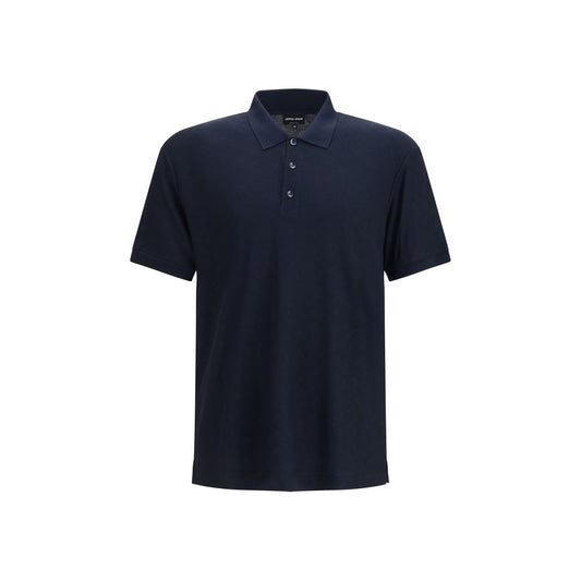 Giorgio Armani Blue Viscose Polo Shirt - Casual Elegance