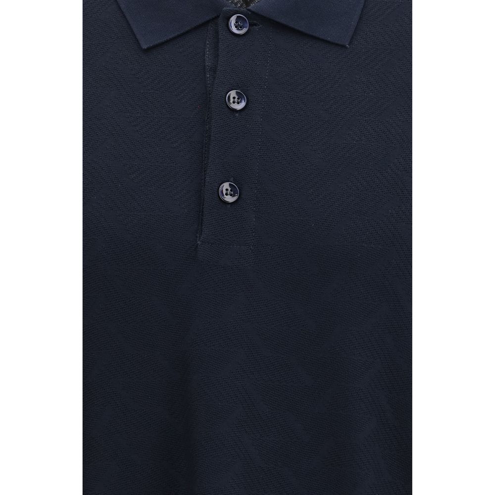 Giorgio Armani Blue Viscose Polo Shirt - Casual Elegance