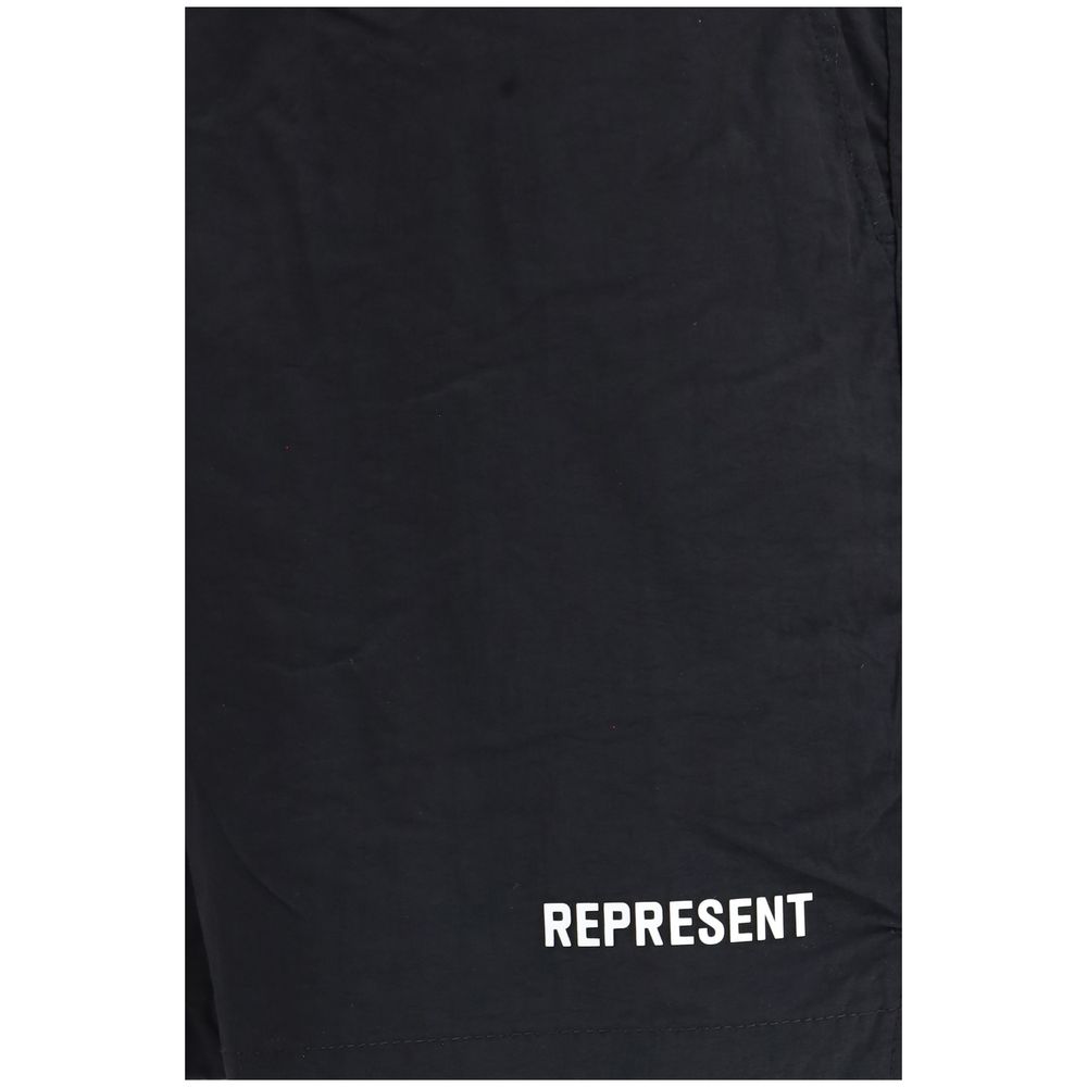 Represent Black Fabric Swim Shorts for Men