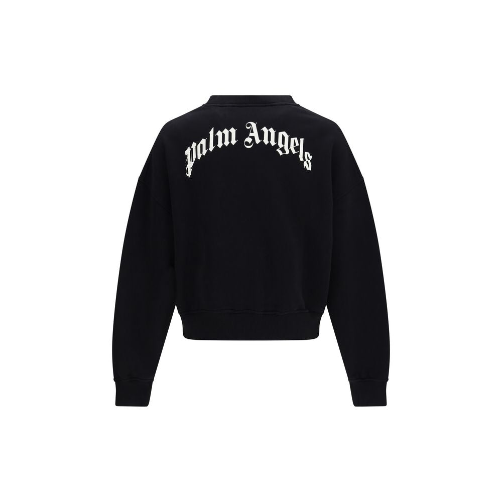 Palm Angels Black Cotton Sweatshirt - Back Curved Logo