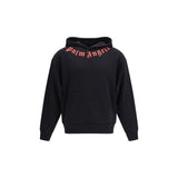 Palm Angels Neck Logo Black Cotton Hoodie for Men