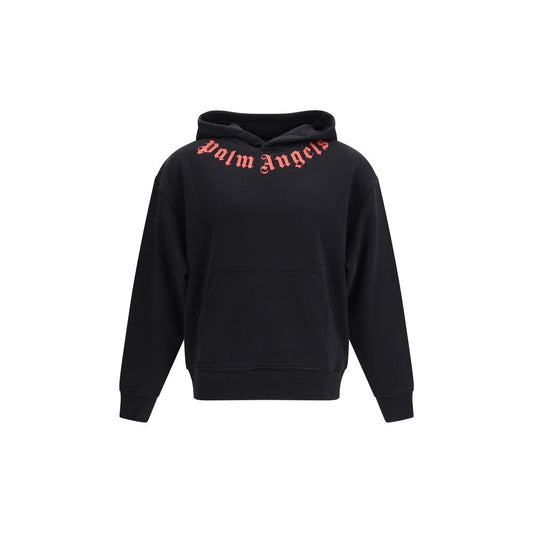 Palm Angels Neck Logo Black Cotton Hoodie for Men