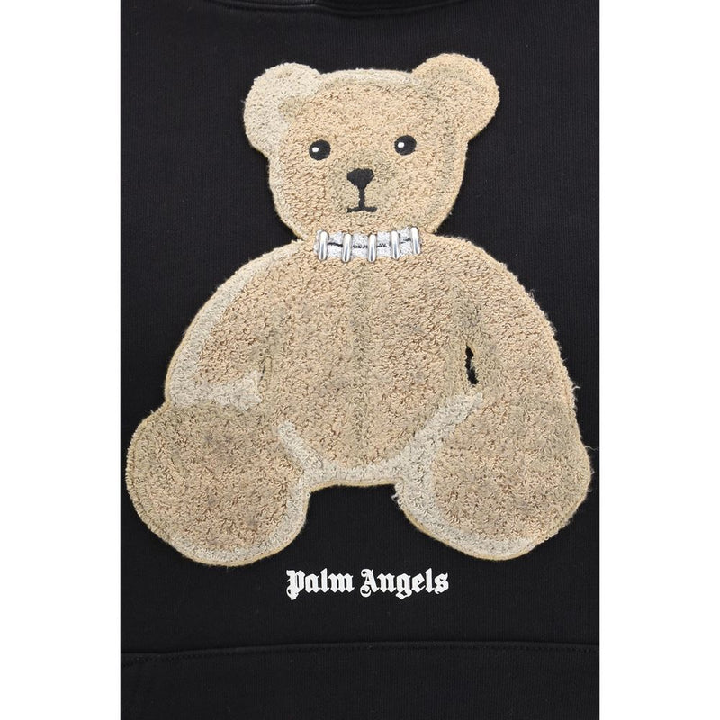 Palm Angels Black Cotton Bear Hoodie - SS26