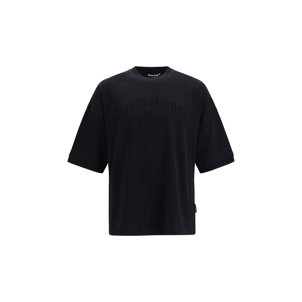 Palm Angels Black Cotton Curved Logo T-Shirt