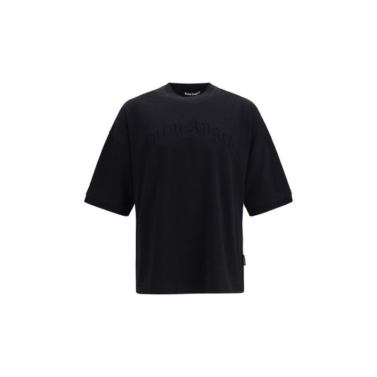 Palm Angels Black Cotton Curved Logo T-Shirt