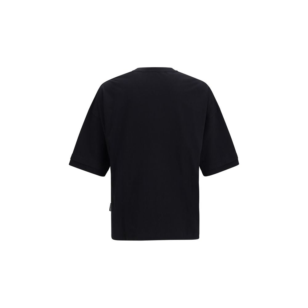 Palm Angels Black Cotton Curved Logo T-Shirt