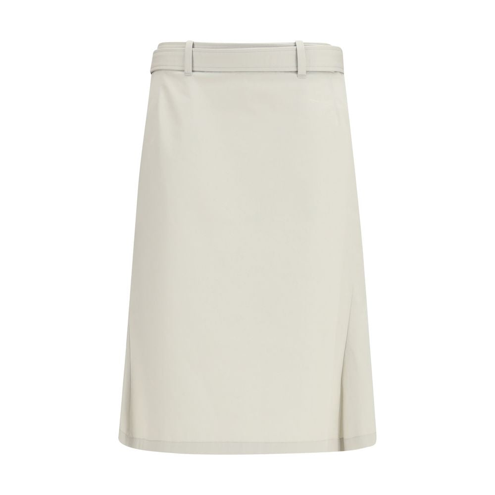 RIER Gray Cotton Long Skirt - Contemporary Utility Design