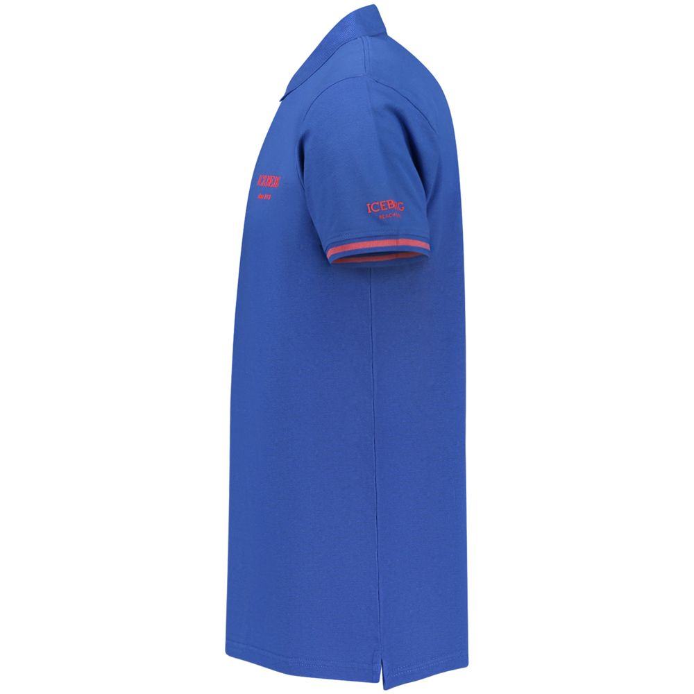 Iceberg Blue Cotton Men's Polo Shirt - Stylish & Comfortable