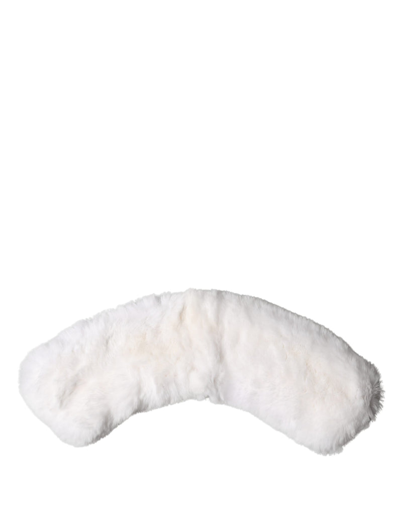 Dolce & Gabbana White Fur Shoulder Collar Wrap Shawl Scarf