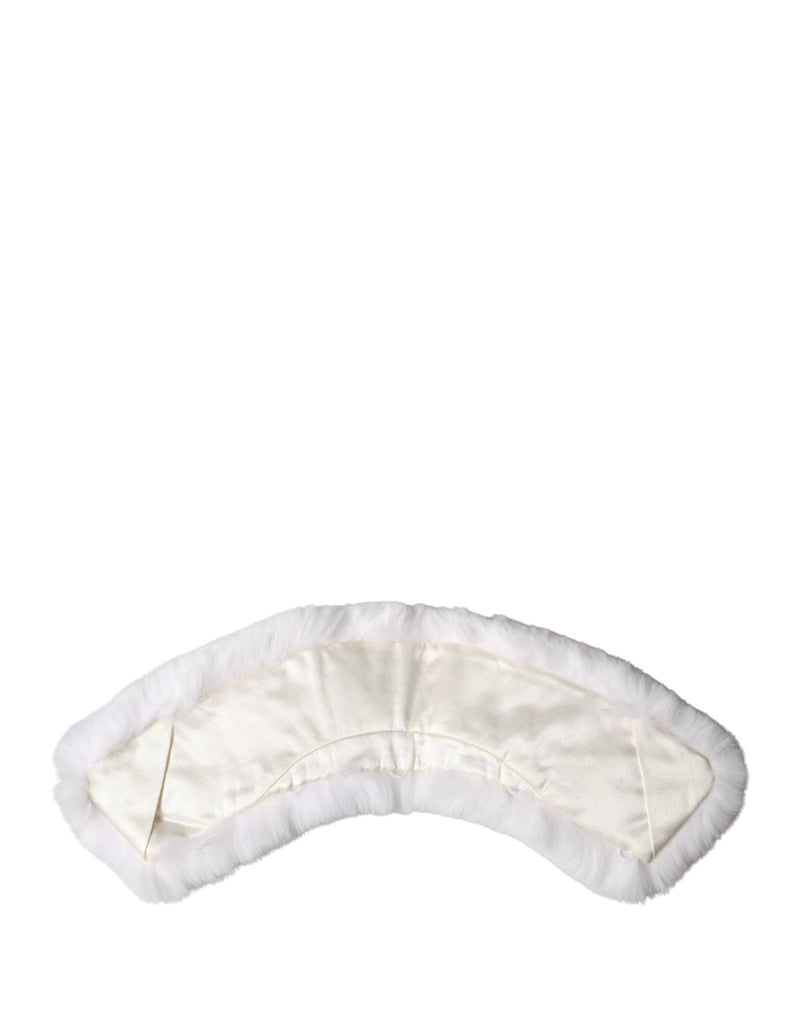 Dolce & Gabbana White Fur Shoulder Collar Wrap Shawl Scarf