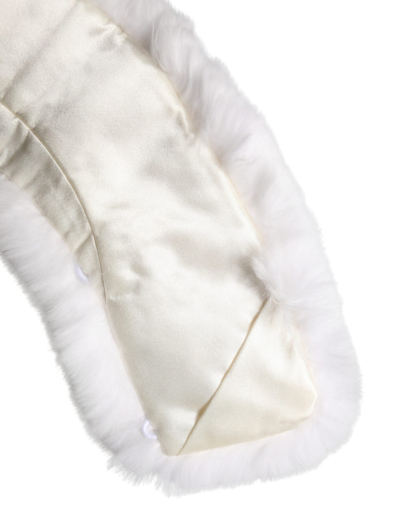 Dolce & Gabbana White Fur Shoulder Collar Wrap Shawl Scarf