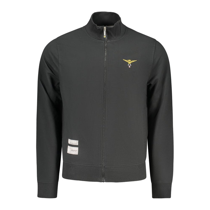 Accademia Militare Black Cotton Men’s Sweatshirt with Embossed Design