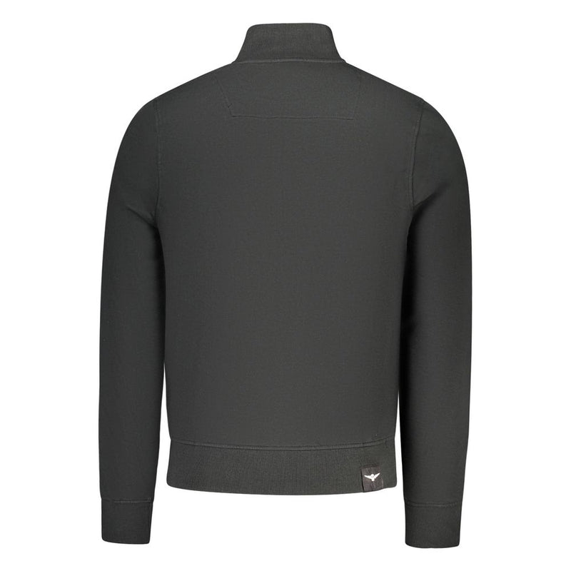 Accademia Militare Black Cotton Men’s Sweatshirt with Embossed Design