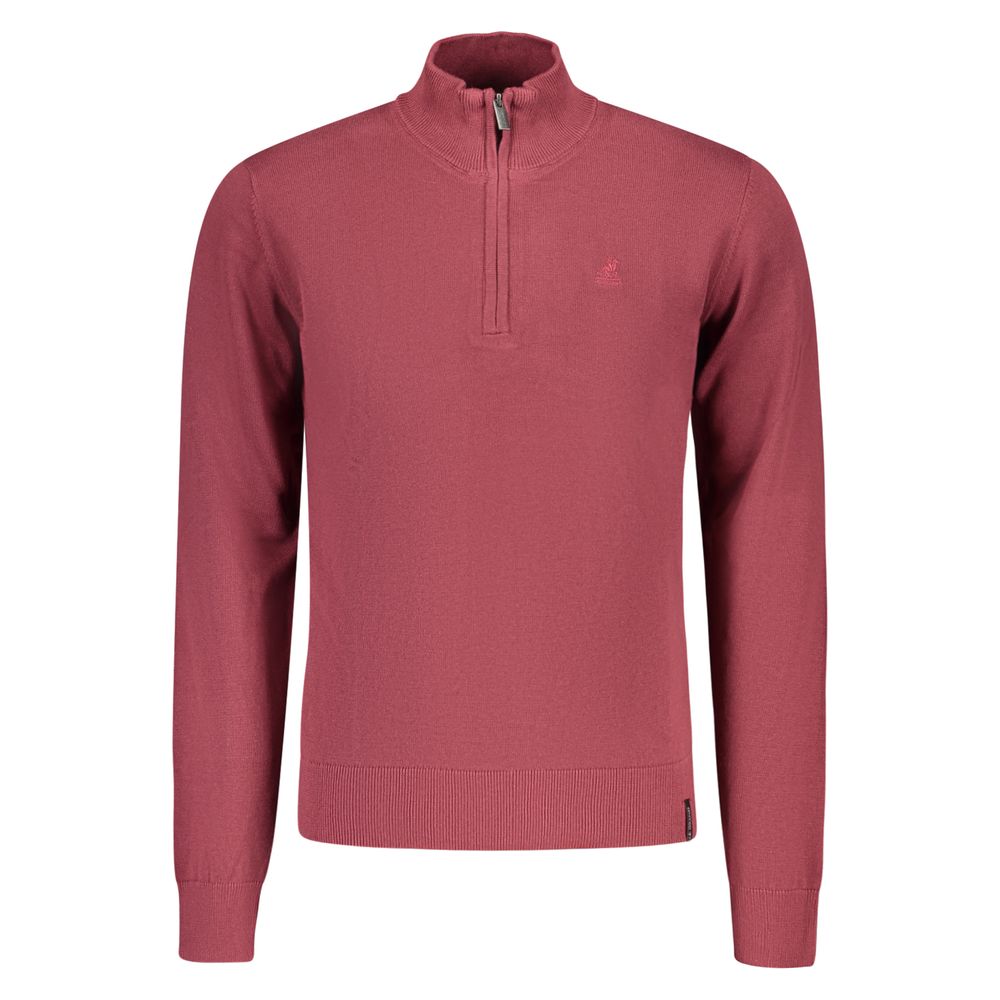 U.S. Grand Rosso Cotton Men Sweater - Stylish Half-Zip Design