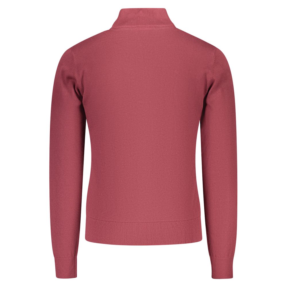 U.S. Grand Rosso Cotton Men Sweater - Stylish Half-Zip Design