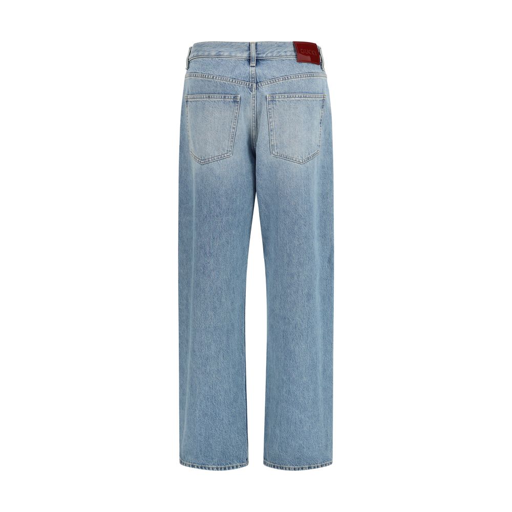 Gucci Blue Cotton Straight-Leg Jeans for Women