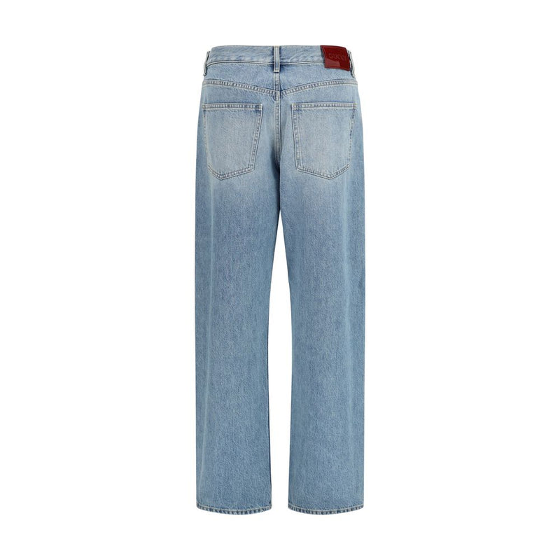 Gucci Blue Cotton Straight-Leg Jeans for Women