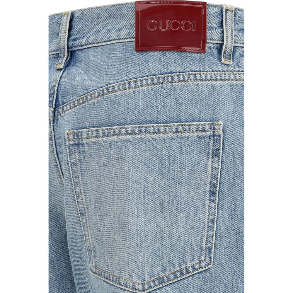 Gucci Blue Cotton Straight-Leg Jeans for Women