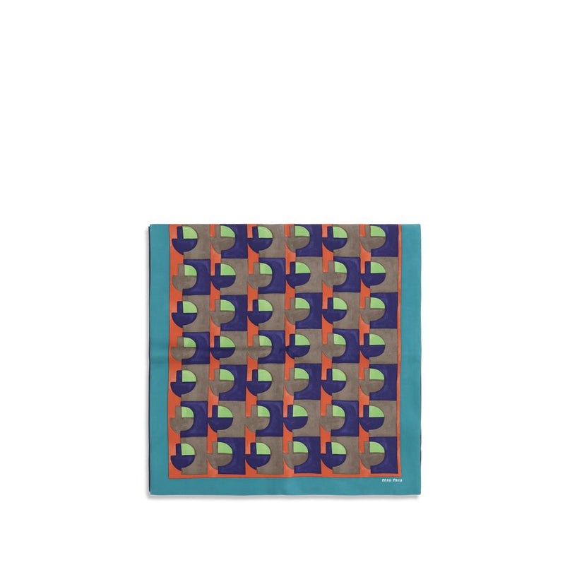 Miu Miu Multicolor Silk Scarf - Elegant Geometric Print