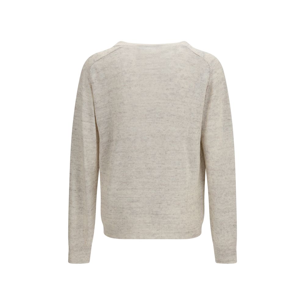 Our Legacy Rue V-Neck Beige Linen Sweatshirt for Men