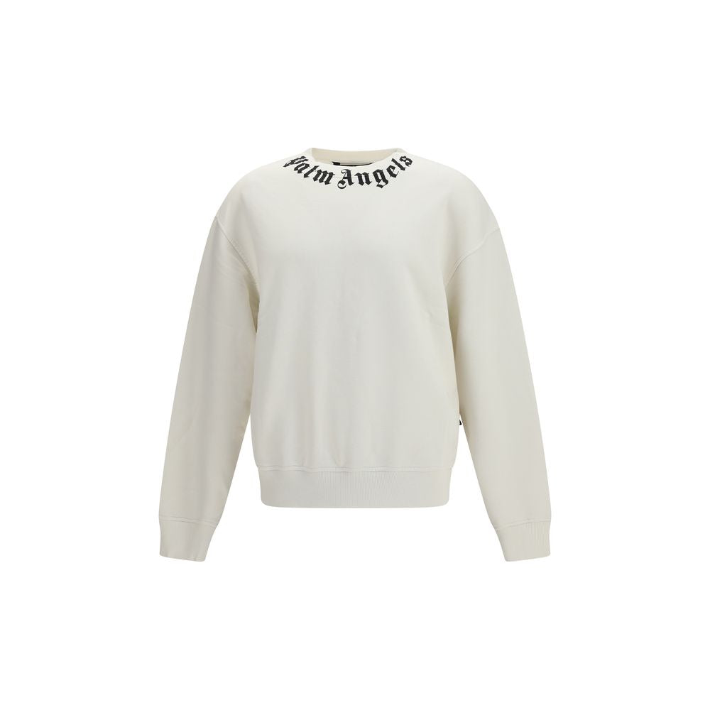 Palm Angels White Cotton Sweatshirt - Neck Logo Design