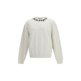 Palm Angels White Cotton Sweatshirt - Neck Logo Design