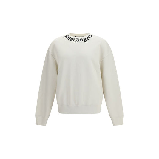 Palm Angels White Cotton Sweatshirt - Neck Logo Design