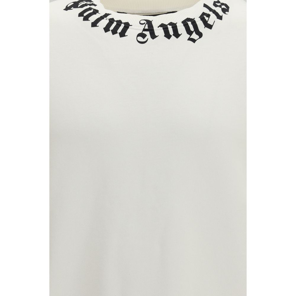 Palm Angels White Cotton Sweatshirt - Neck Logo Design