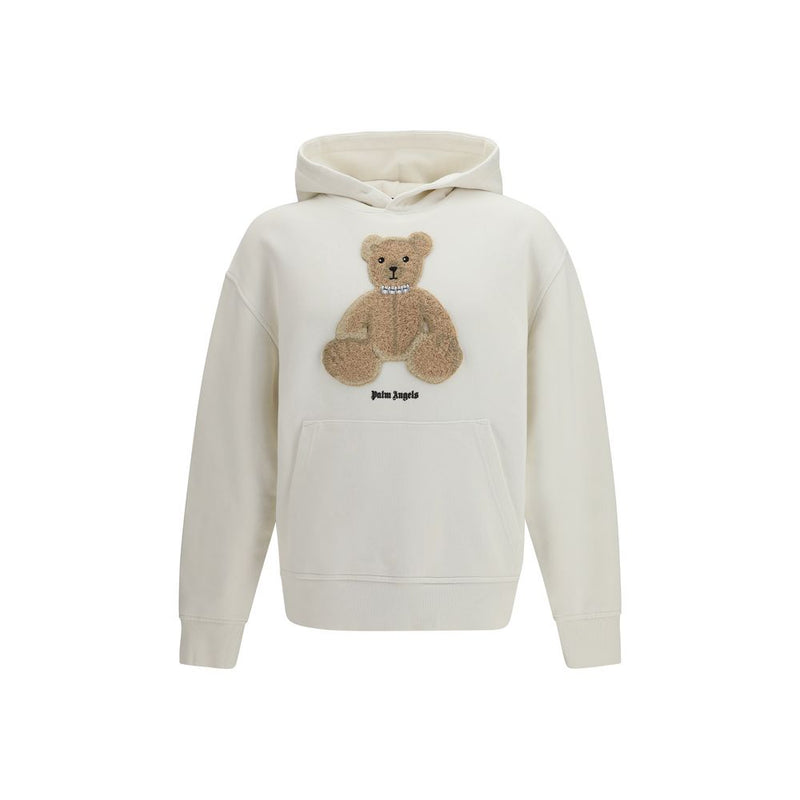 Palm Angels Beige Cotton Bear Hoodie for Men