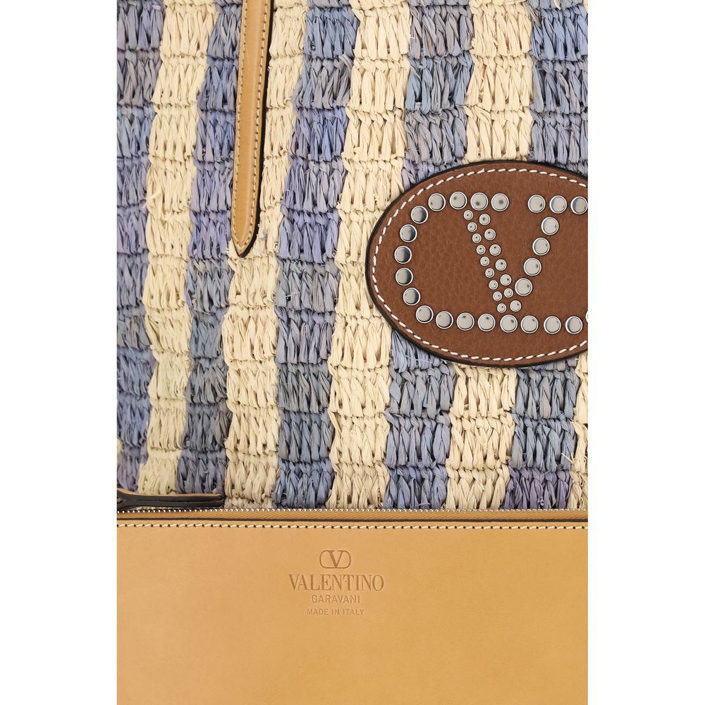 Valentino Garavani Blue Raffia Bucket Bag